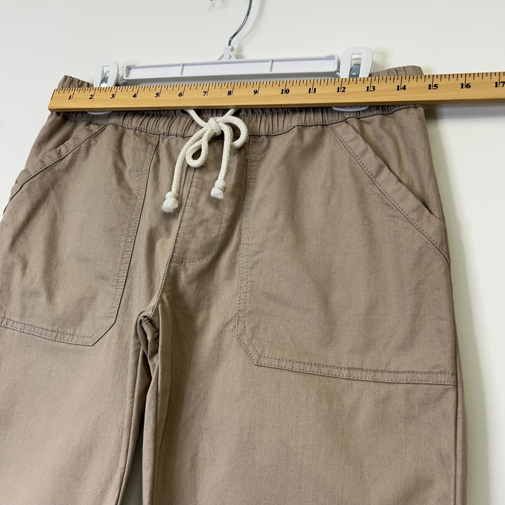 Pact Organic Woven Khaki Roll Cuff Pants Women's Small Tan - Picture 4 of 10
